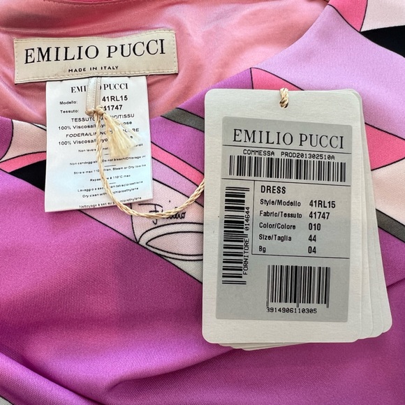 EMILIO PUCCI PINK MULTI PRINT DRESS MODEL 41RL15 SIZE IT 44 / US 10 NWTS! - Picture 17 of 17